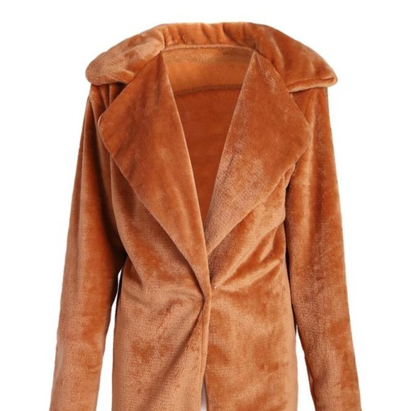 Faux Fur Teddy Jacket - Soft Fluffy Caramel Teddy - Picture 3 of 4